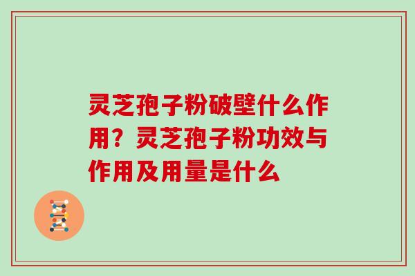 灵芝孢子粉破壁什么作用?灵芝孢子粉功效与作用及用量是什么