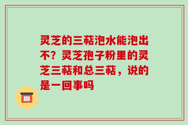 灵芝的三萜泡水能泡出不?灵芝孢子粉里的灵芝三萜和总三萜,说的是一回事吗
