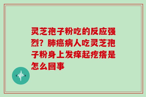 灵芝孢子粉吃的反应强烈？肺癌病人吃灵芝孢子粉身上发痒起疙瘩是怎么回事