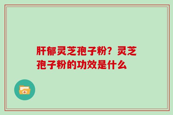 肝郁灵芝孢子粉?灵芝孢子粉的功效是什么
