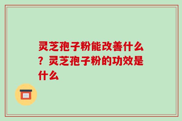 灵芝孢子粉能改善什么?灵芝孢子粉的功效是什么