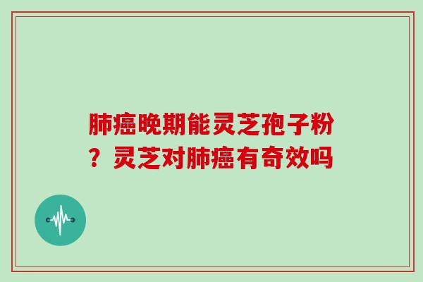 肺癌晚期能灵芝孢子粉?灵芝对肺癌有奇效吗