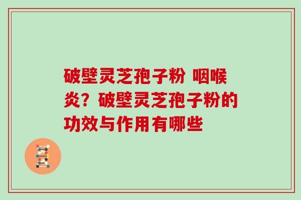 破壁灵芝孢子粉 咽喉炎?破壁灵芝孢子粉的功效与作用有哪些