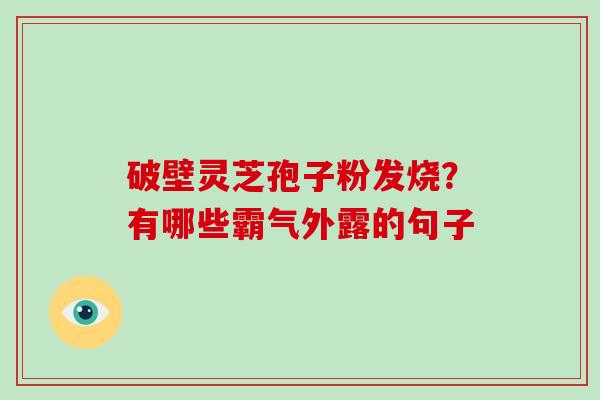 破壁灵芝孢子粉发烧？有哪些霸气外露的句子