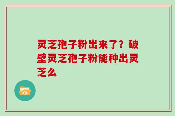 灵芝孢子粉出来了？破壁灵芝孢子粉能种出灵芝么