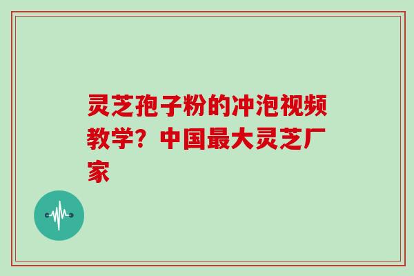 灵芝孢子粉的冲泡视频教学?中国最大灵芝厂家