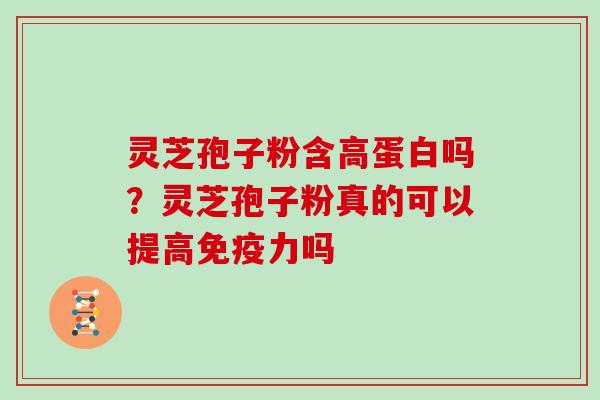 灵芝孢子粉含高蛋白吗？灵芝孢子粉真的可以提高免疫力吗