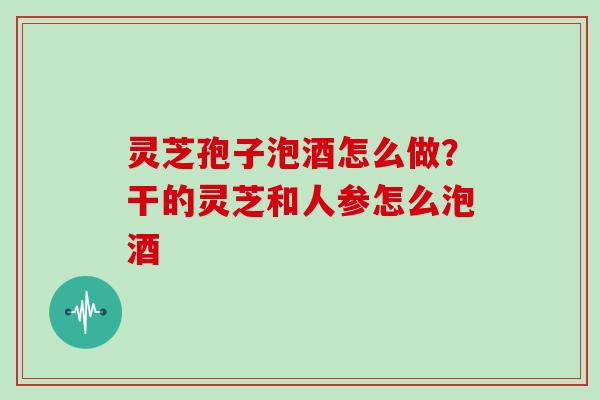 灵芝孢子泡酒怎么做?干的灵芝和人参怎么泡酒