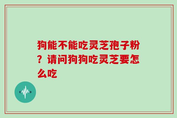狗能不能吃灵芝孢子粉?请问狗狗吃灵芝要怎么吃