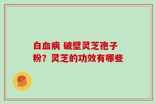 白血病 破壁灵芝孢子粉?灵芝的功效有哪些
