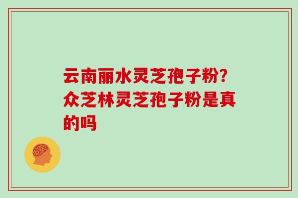 云南丽水灵芝孢子粉?众芝林灵芝孢子粉是真的吗