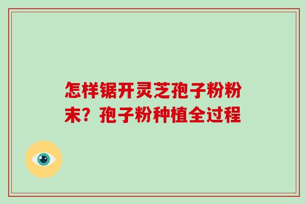 怎样锯开灵芝孢子粉粉末?孢子粉种植全过程