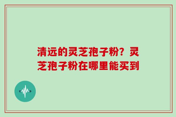 清远的灵芝孢子粉？灵芝孢子粉在哪里能买到
