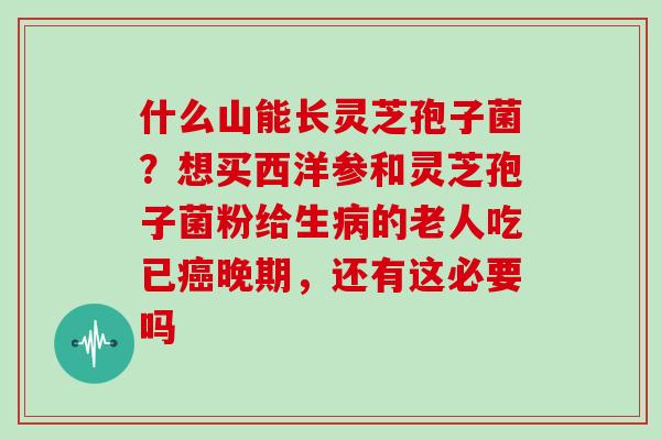 什么山能长灵芝孢子菌？想买西洋参和灵芝孢子菌粉给生病的老人吃已癌晚期，还有这必要吗