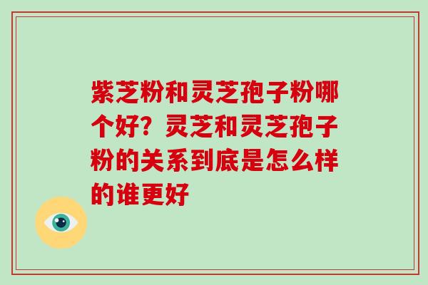 紫芝粉和灵芝孢子粉哪个好?灵芝和灵芝孢子粉的关系到底是怎么样的谁更好