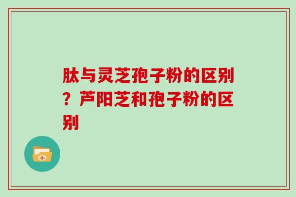 肽与灵芝孢子粉的区别?芦阳芝和孢子粉的区别