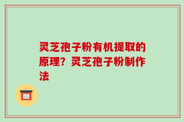 灵芝孢子粉有机提取的原理?灵芝孢子粉制作法