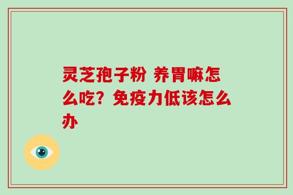 灵芝孢子粉 养胃嘛怎么吃？免疫力低该怎么办