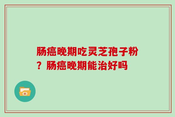 肠癌晚期吃灵芝孢子粉?肠癌晚期能治好吗