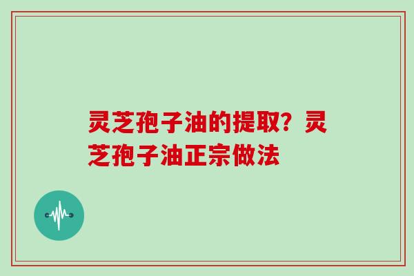 灵芝孢子油的提取?灵芝孢子油正宗做法