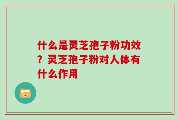什么是灵芝孢子粉功效?灵芝孢子粉对人体有什么作用