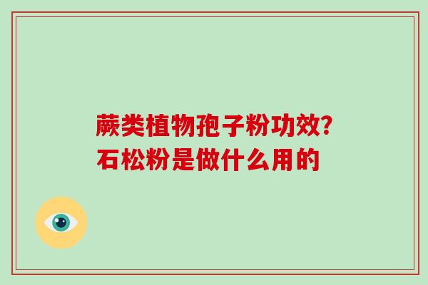 蕨类植物孢子粉功效?石松粉是做什么用的