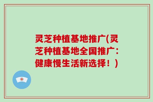 灵芝种植基地推广(灵芝种植基地全国推广:健康慢生活新选择!)
