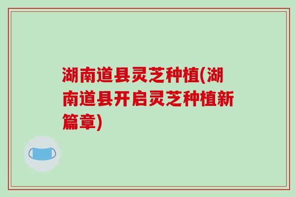 湖南道县灵芝种植(湖南道县开启灵芝种植新篇章)