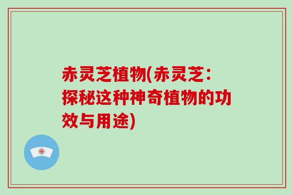 赤灵芝植物(赤灵芝：探秘这种神奇植物的功效与用途)