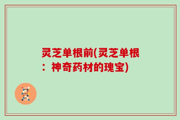灵芝单根前(灵芝单根:神奇药材的瑰宝)