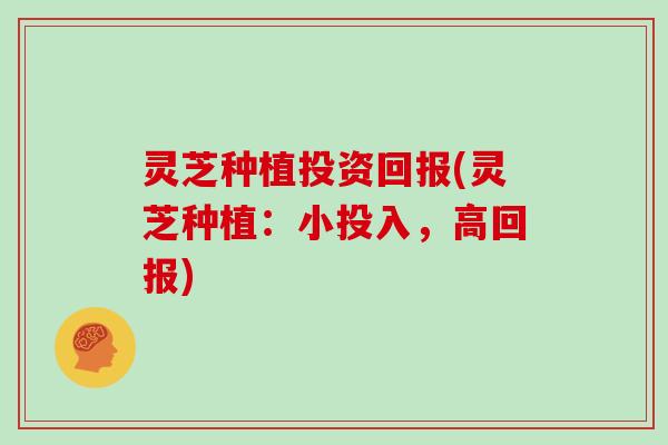 灵芝种植投资回报(灵芝种植:小投入,高回报)