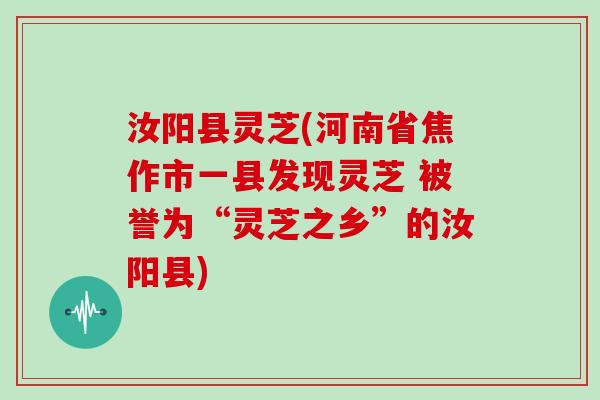 汝阳县灵芝(河南省焦作市一县发现灵芝 被誉为“灵芝之乡”的汝阳县)