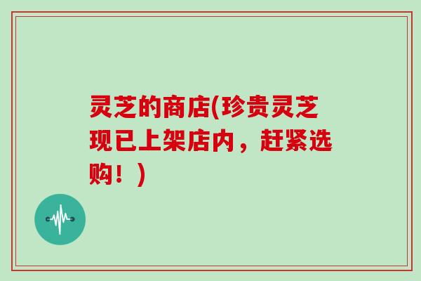 灵芝的商店(珍贵灵芝现已上架店内,赶紧选购!)