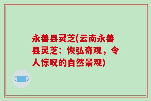 永善县灵芝(云南永善县灵芝:恢弘奇观,令人惊叹的自然景观)