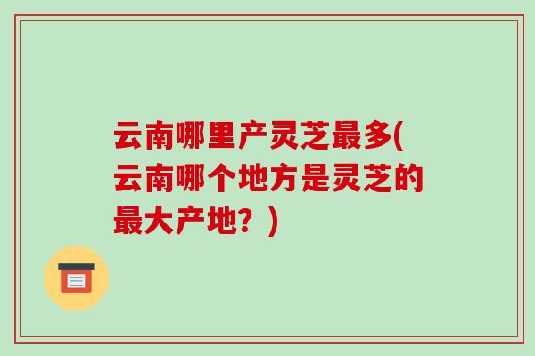云南哪里产灵芝最多(云南哪个地方是灵芝的最大产地?)