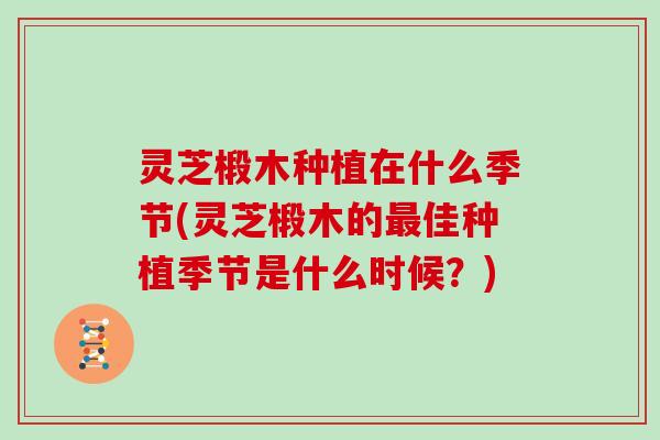 灵芝椴木种植在什么季节(灵芝椴木的最佳种植季节是什么时候?)
