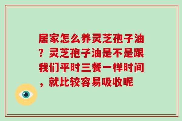 居家怎么养灵芝孢子油？灵芝孢子油是不是跟我们平时三餐一样时间，就比较容易吸收呢