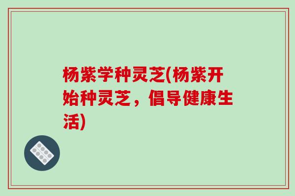 杨紫学种灵芝(杨紫开始种灵芝，倡导健康生活)