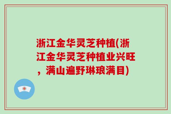 浙江金华灵芝种植(浙江金华灵芝种植业兴旺,满山遍野琳琅满目)