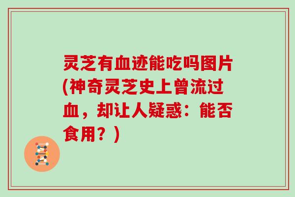 灵芝有血迹能吃吗图片(神奇灵芝史上曾流过血,却让人疑惑:能否食用?)