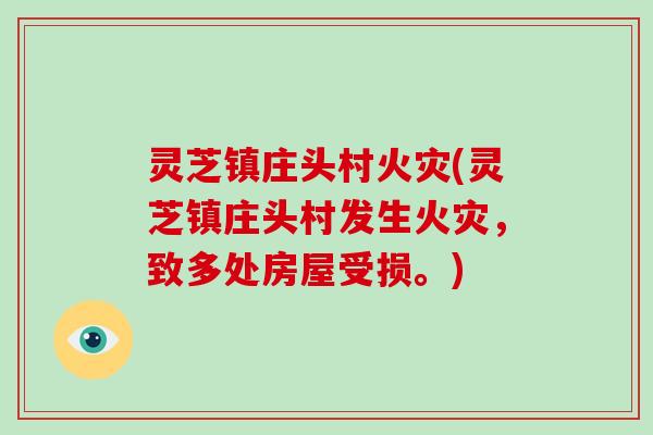 灵芝镇庄头村火灾(灵芝镇庄头村发生火灾,致多处房屋受损。)