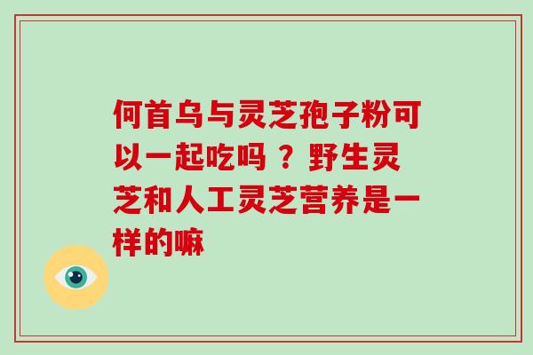 何首乌与灵芝孢子粉可以一起吃吗 ?野生灵芝和人工灵芝营养是一样的嘛