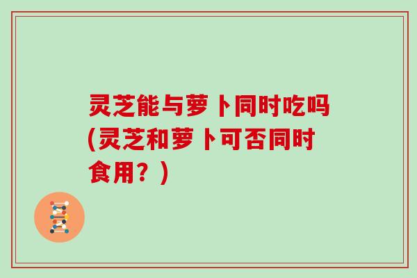 灵芝能与萝卜同时吃吗(灵芝和萝卜可否同时食用?)