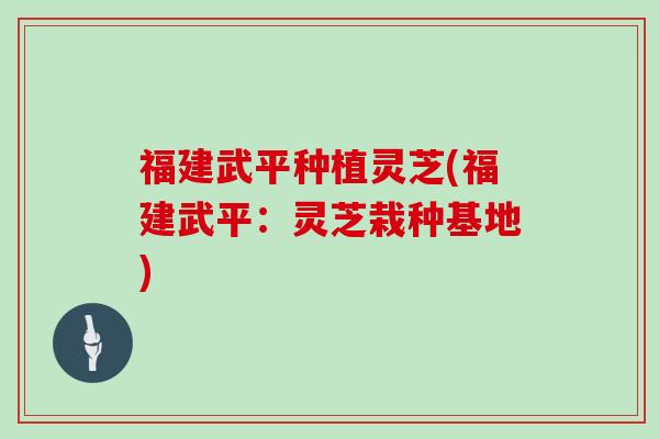 福建武平种植灵芝(福建武平：灵芝栽种基地)