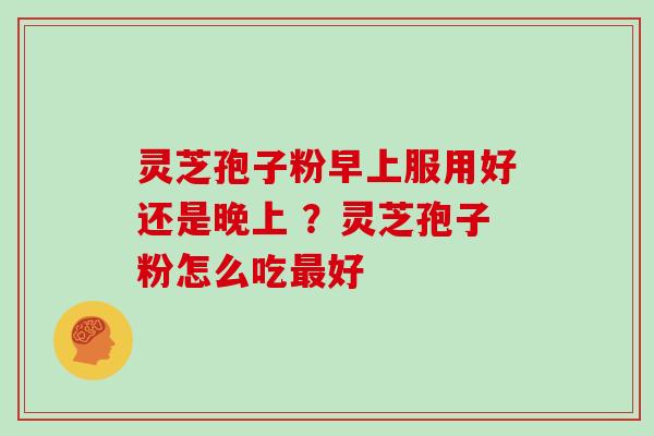 灵芝孢子粉早上服用好还是晚上 ？灵芝孢子粉怎么吃最好