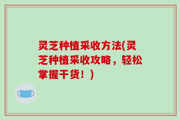 灵芝种植采收方法(灵芝种植采收攻略,轻松掌握干货!)