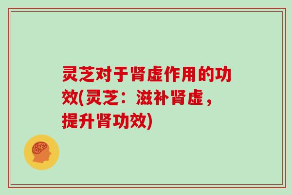 灵芝对于肾虚作用的功效(灵芝:滋补肾虚,提升肾功效)
