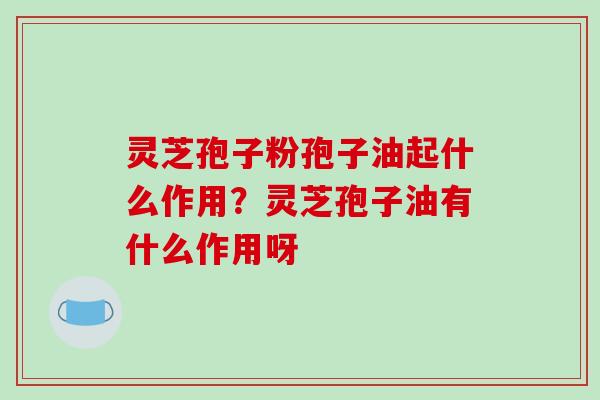 灵芝孢子粉孢子油起什么作用?灵芝孢子油有什么作用呀