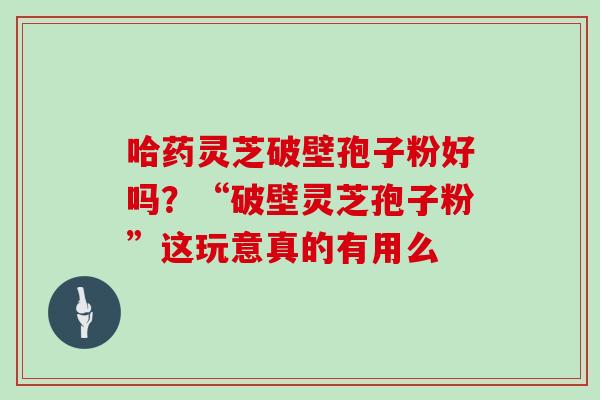 哈药灵芝破壁孢子粉好吗？“破壁灵芝孢子粉”这玩意真的有用么