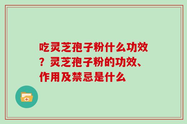 吃灵芝孢子粉什么功效?灵芝孢子粉的功效、作用及禁忌是什么